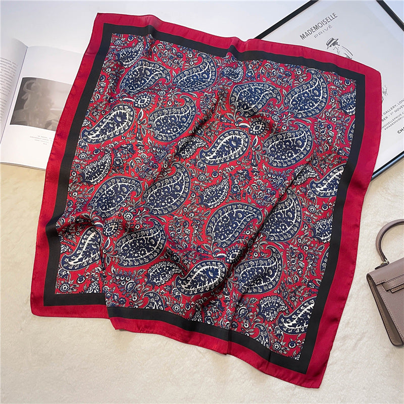 Retro printed scarves cashew nuts versatile temperament scarves women's small square scarves decorative scarves - E-Esther Clothing Store