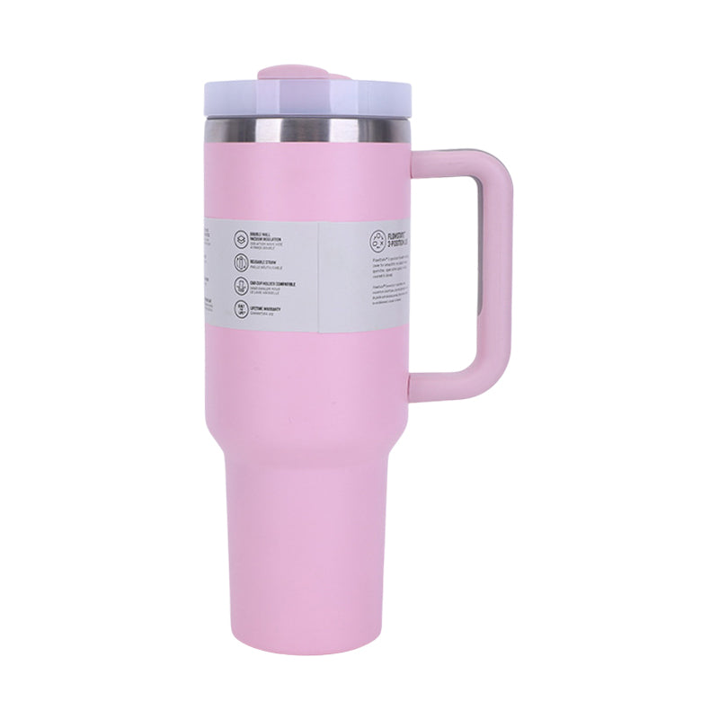 40 oz Insulated Tumbler with Straw, Handle & Lid – Stainless Steel, Hot & Cold Drinks, Fits Car Cup Holders - E-Esther Clothing Store