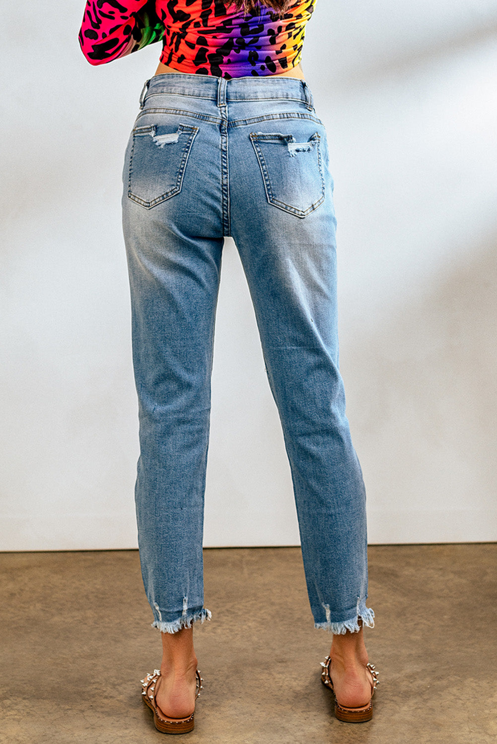 Black Distressed Boyfriend Denim Pants - E-Esther Clothing Store