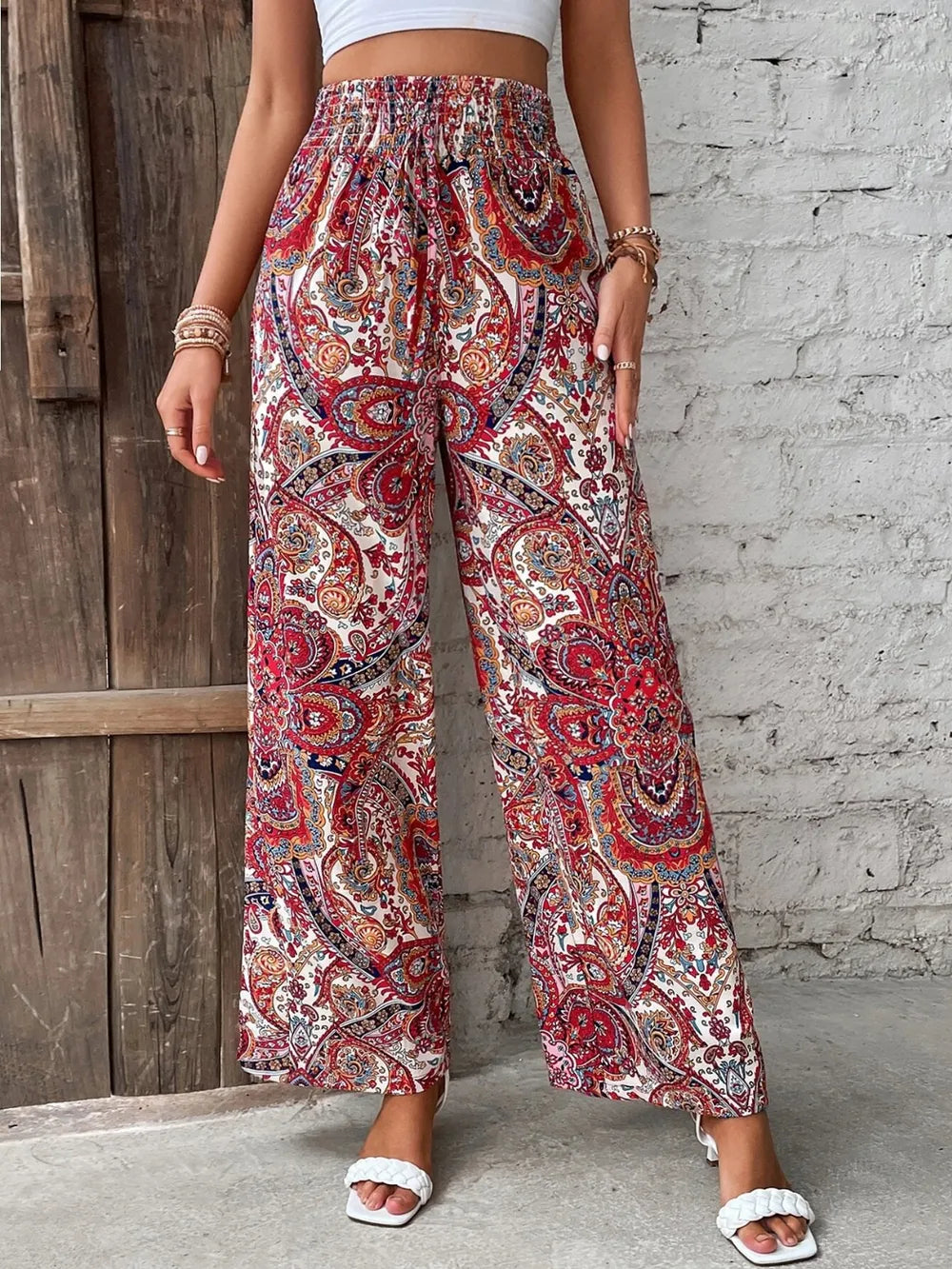 Printed Wide Leg Pants - E-Esther Clothing Store