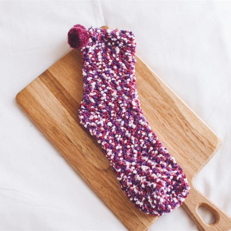 Personalized Coral Wool Socks Medium Tube Socks Cake Socks Thickened Warm Home Floor Towels Sleep Socks - E-Esther Clothing Store
