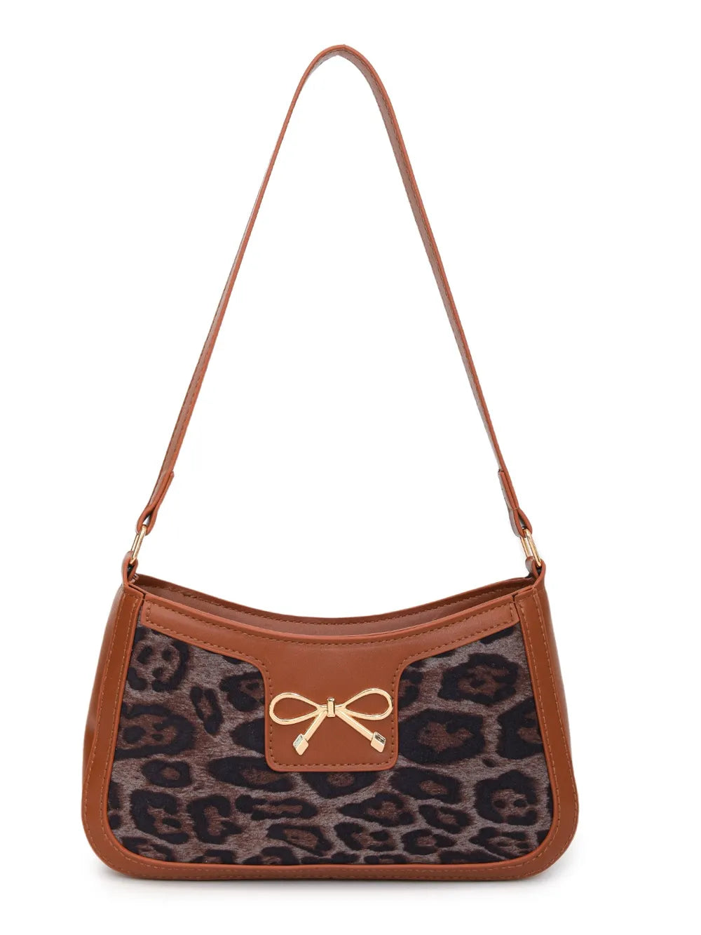 Bow Leopard PU Leather Handbag - E-Esther Clothing Store