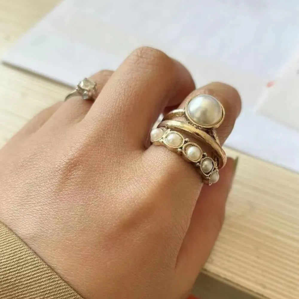 Alloy Three-Layered Open Ring - E-Esther Clothing Store