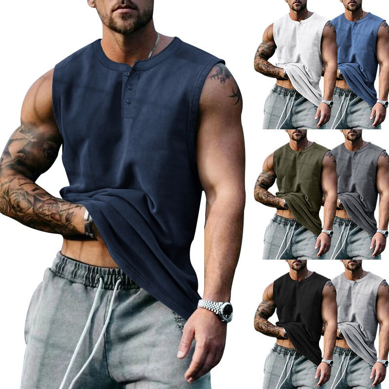 Summer Mens Youth Sports Basketball Tank Top Large Round Neck Button up Sleeveless T shirt Mens Sweetheart - E-Esther Clothing Store