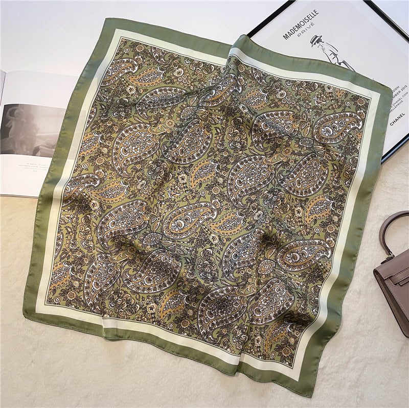 Retro printed scarves cashew nuts versatile temperament scarves women's small square scarves decorative scarves - E-Esther Clothing Store