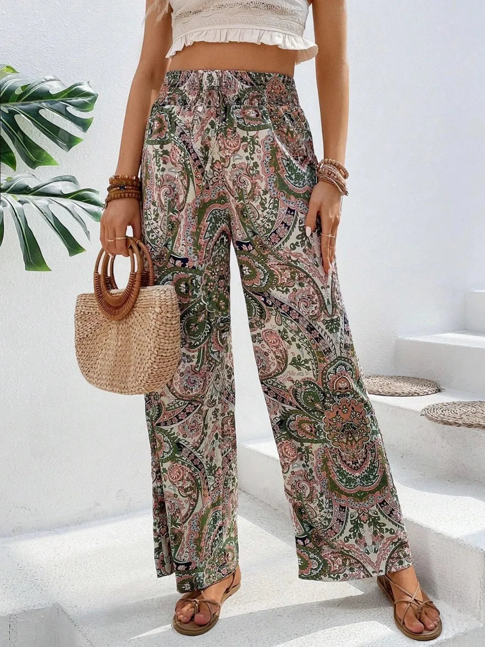 Printed Wide Leg Pants - E-Esther Clothing Store
