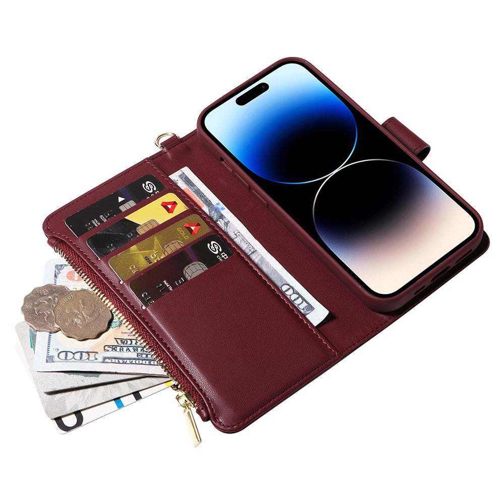 Apple 15 phone case flip wireless charging iPhone 14 phone leather case wallet style phone protection case - E-Esther Clothing Store