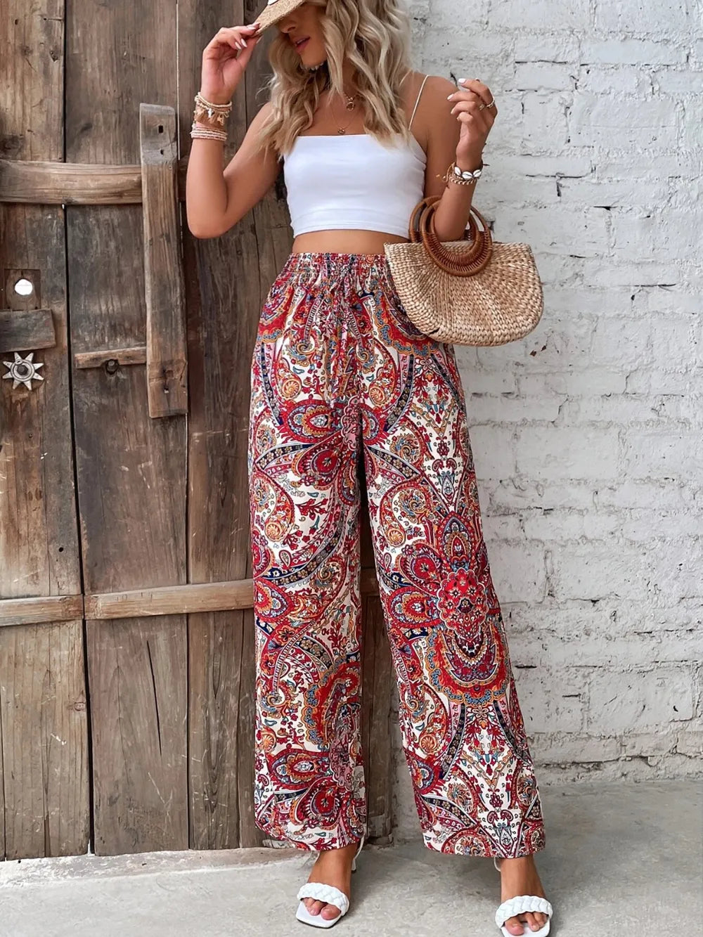 Printed Wide Leg Pants - E-Esther Clothing Store