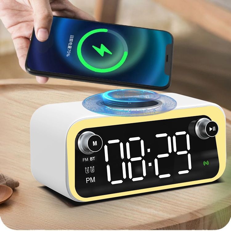 New alarm clock wireless charging Bluetooth clock thermometer wireless charging - E-Esther Clothing Store