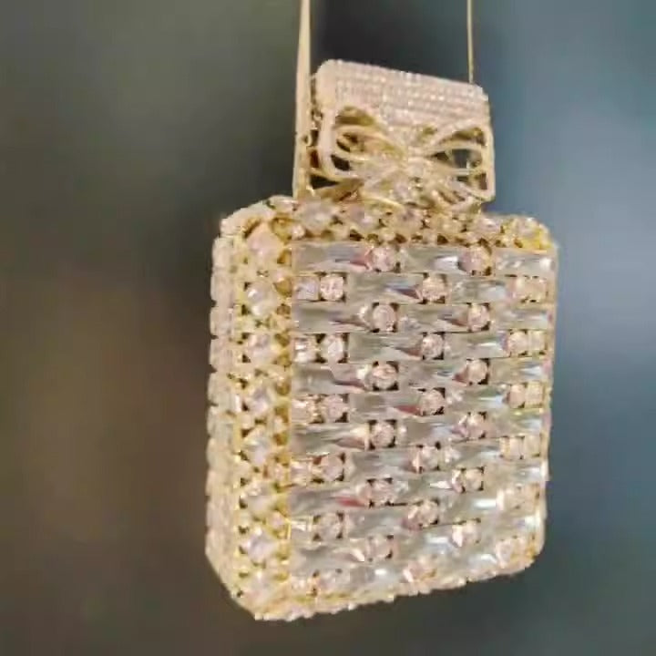 Perfume bottle with diamond hand bag Crystal Bag - E-Esther Clothing Store