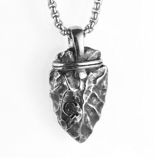 Necklace Men Stainless Steel Necklace for Mens Long Chain Layered Arrowhead Arrow Pendant Necklaces Jewelr - E-Esther Clothing Store