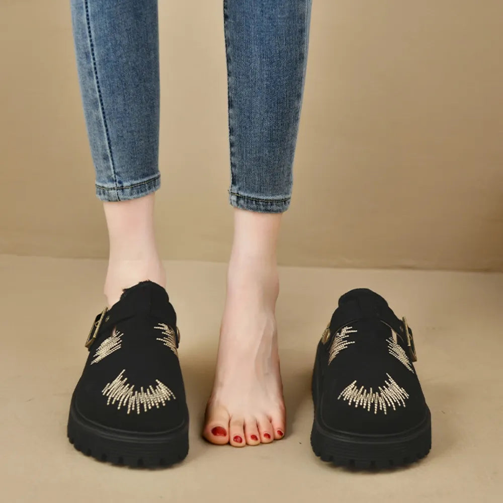 Round Toe Platform Loafers - E-Esther Clothing Store