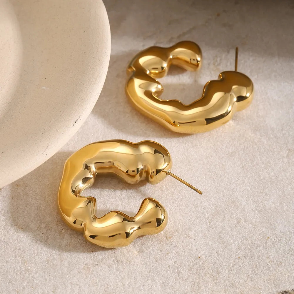 Stainless Steel C-Hoop Earrings - E-Esther Clothing Store