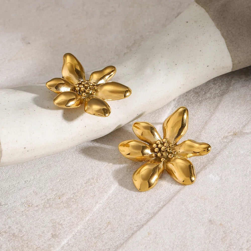 Stainless Steel Flower Earrings - E-Esther Clothing Store