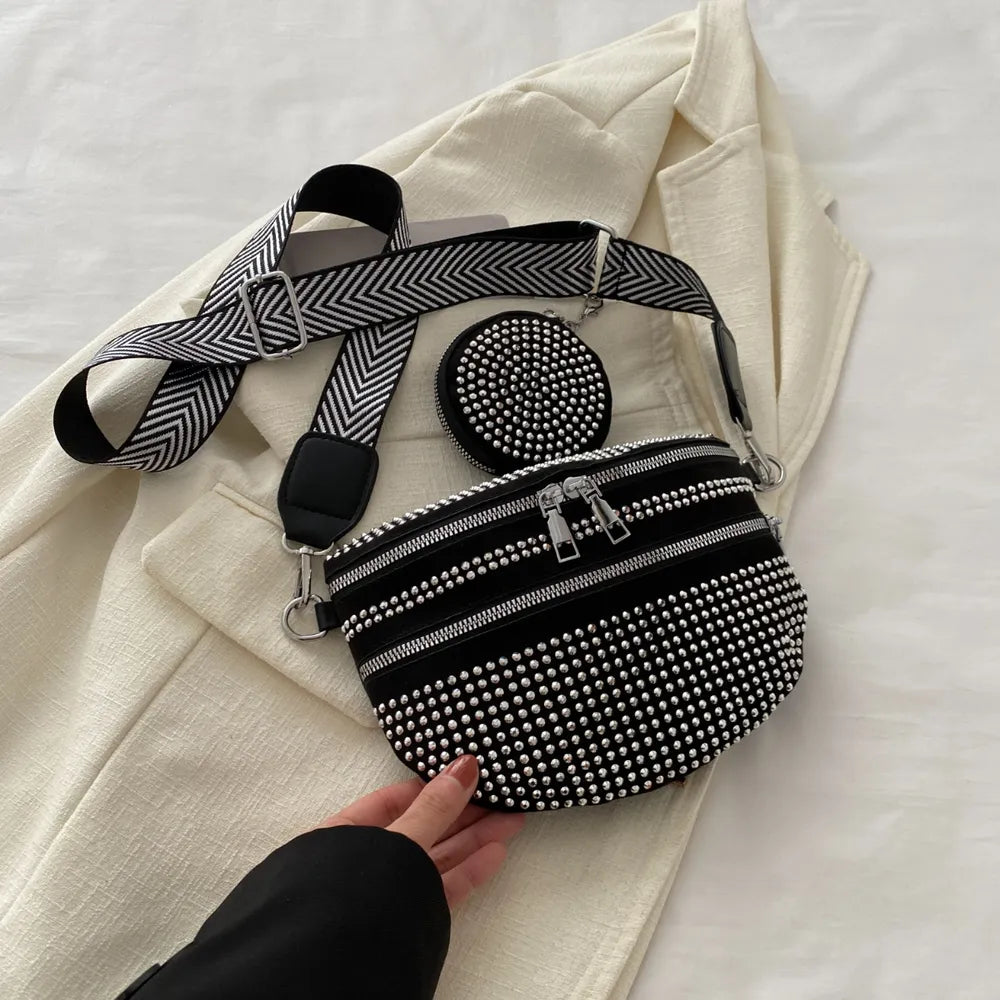 Studded Adjustable Strap Crossbody Bag - E-Esther Clothing Store