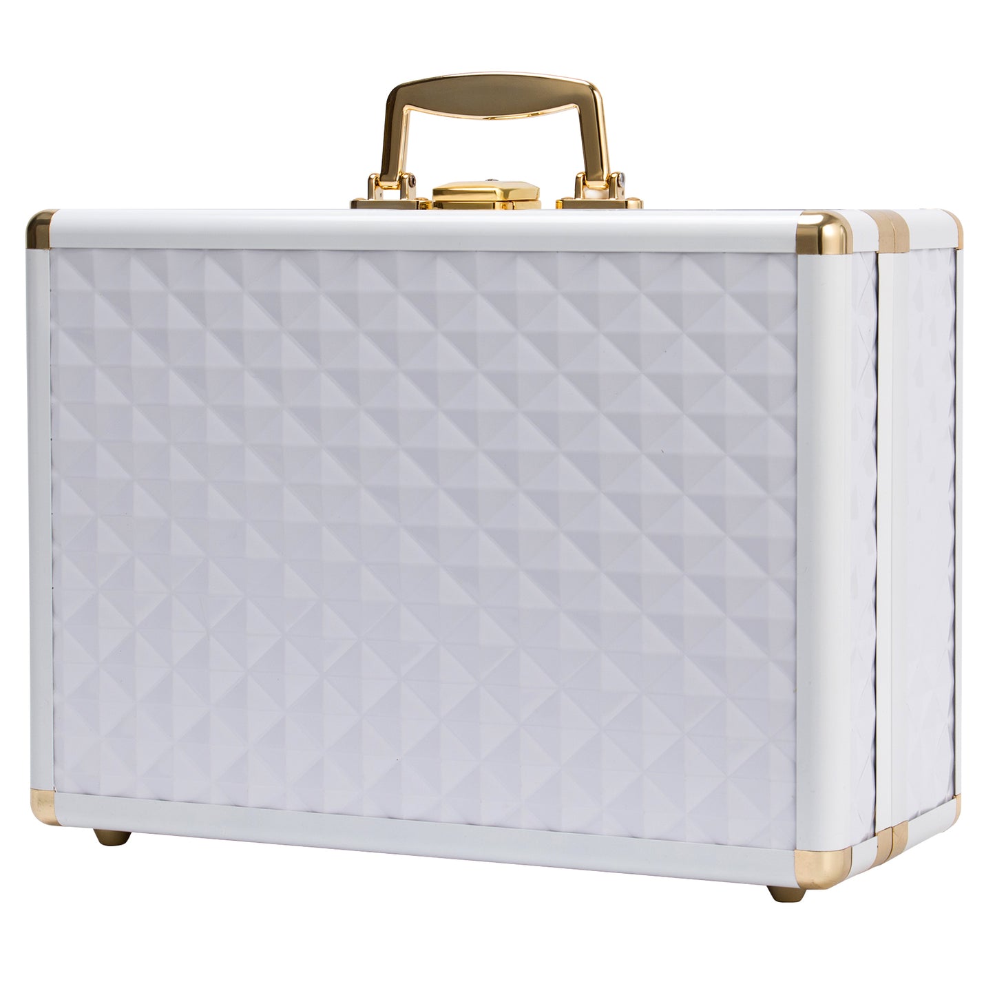 Portable makeup case, travel makeup bag with LED mirror, locked makeup storage box, brush holder, divider, rechargeable, white - E-Esther Clothing Store