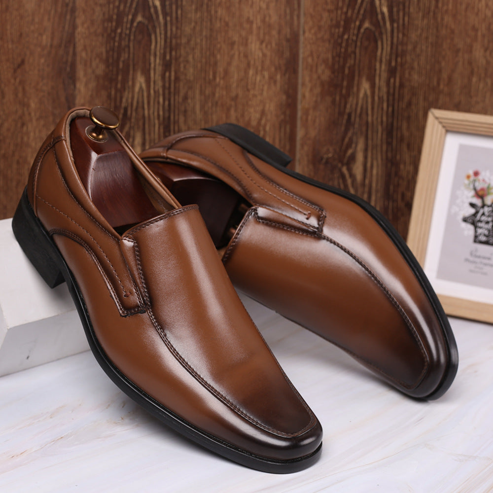 Men's leather shoes, men's color polishing shoes, men's shoes, one foot stepping men's leather shoes, small square toe Japanese men's leather shoes - E-Esther Clothing Store