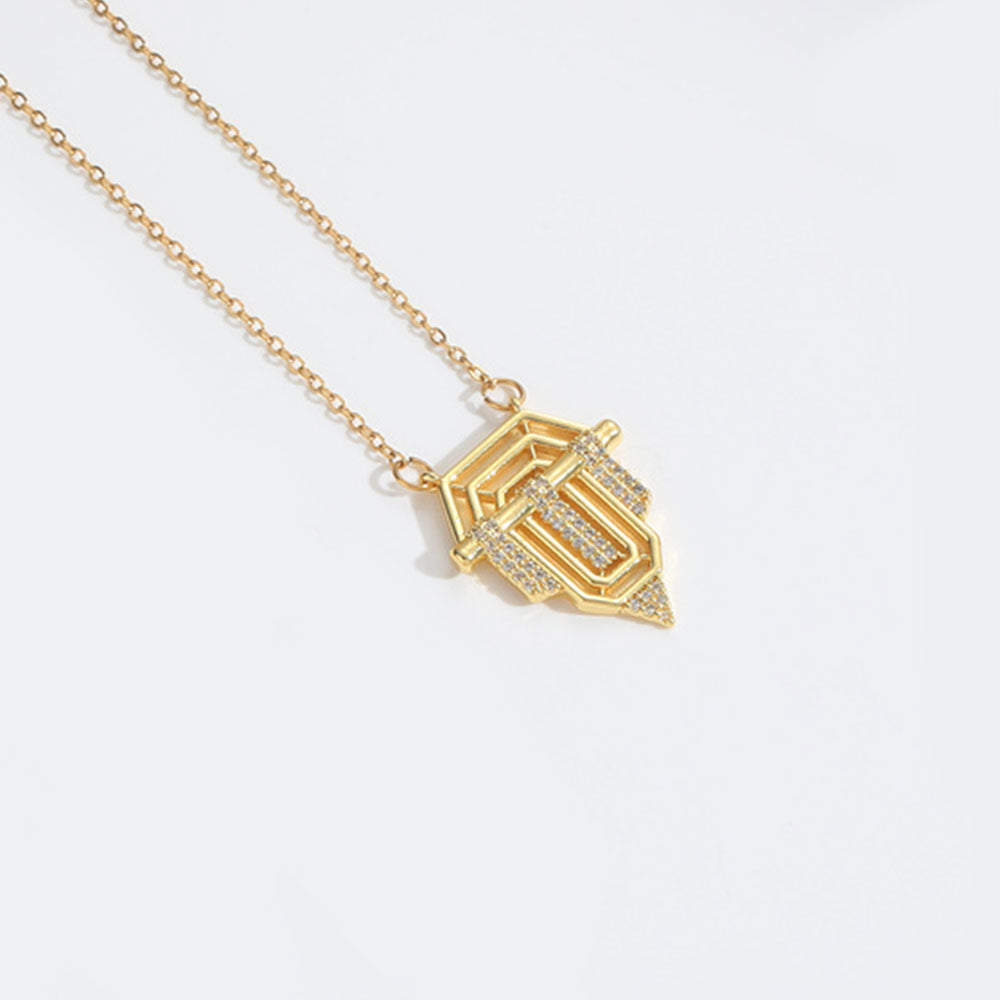 Roman retro flag design pendant necklace for women's collarbone chain - E-Esther Clothing Store