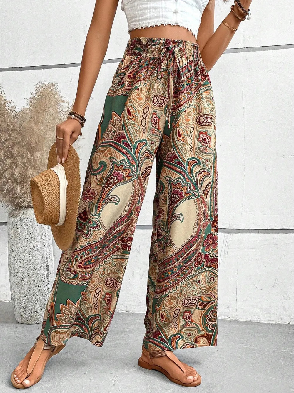 Printed Wide Leg Pants - E-Esther Clothing Store