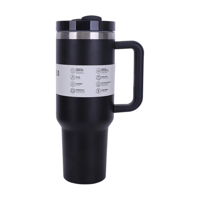 40 oz Insulated Tumbler with Straw, Handle & Lid – Stainless Steel, Hot & Cold Drinks, Fits Car Cup Holders - E-Esther Clothing Store