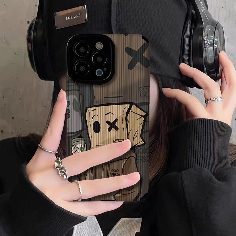 Suitable for social anxiety cardboard boxes iPhone 11 Apple 14 13 all inclusive 15PRO phone case 12 drop resistant 7P - E-Esther Clothing Store