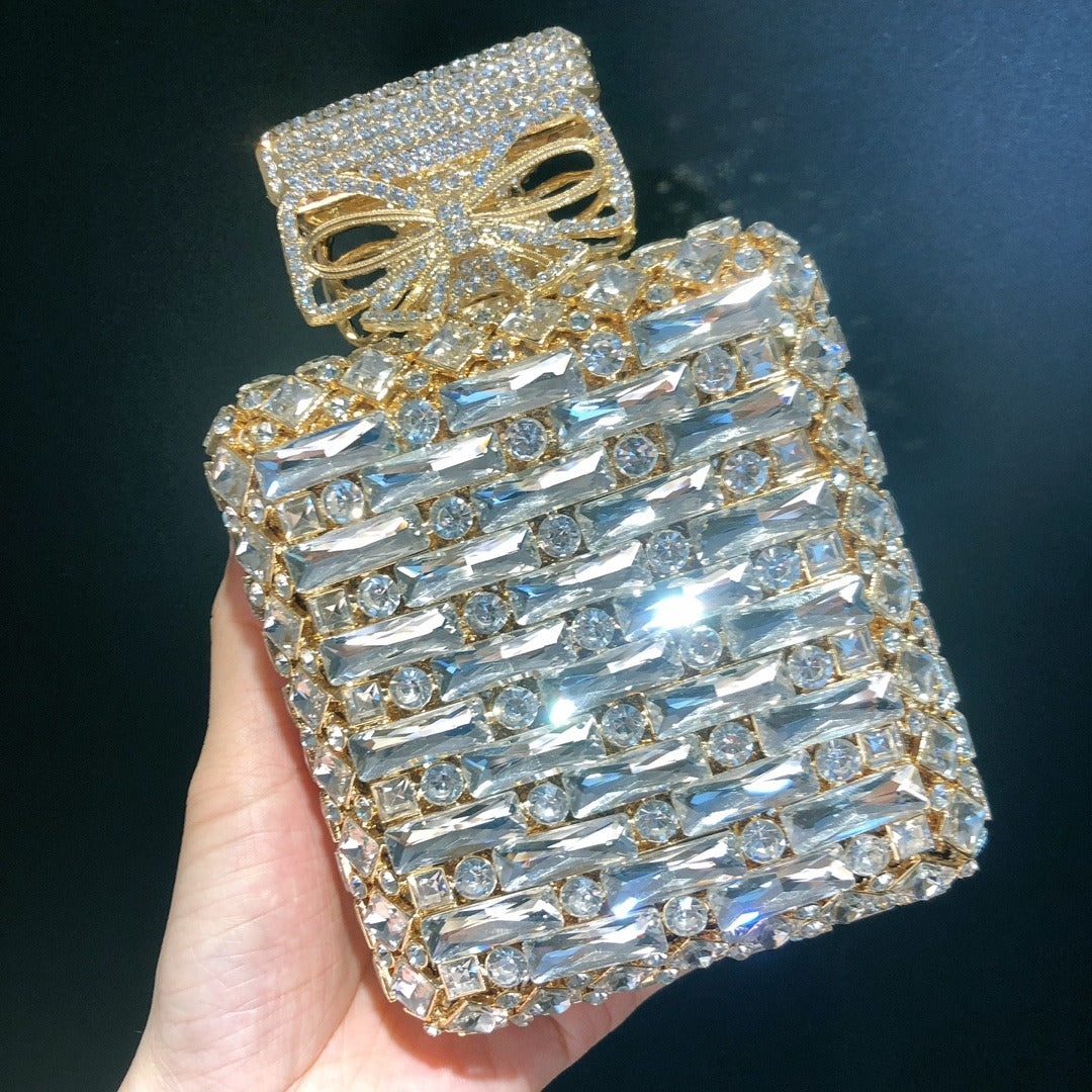 Perfume bottle with diamond hand bag Crystal Bag - E-Esther Clothing Store