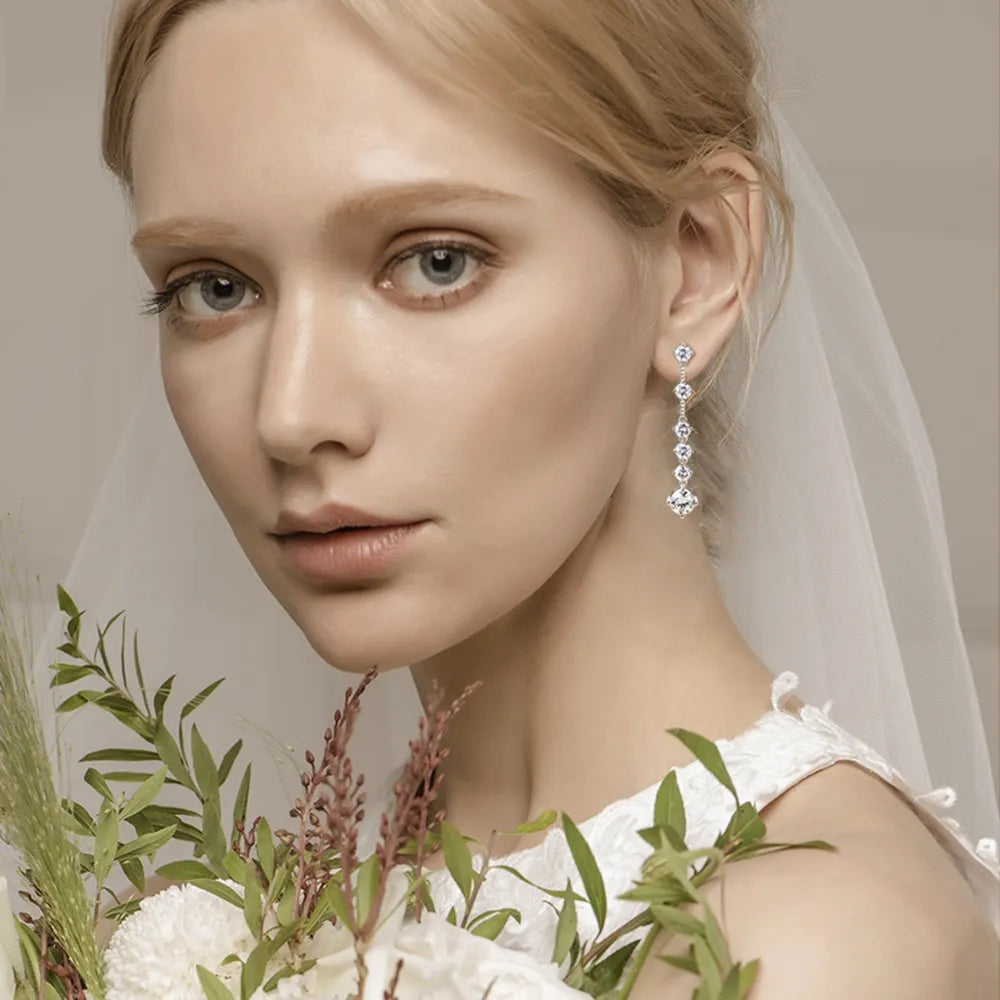 4 Carat Moissanite 925 Sterling Silver Earrings - E-Esther Clothing Store