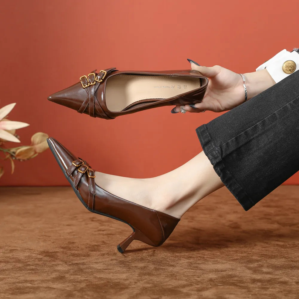 Point Toe Low Heel Pumps - E-Esther Clothing Store