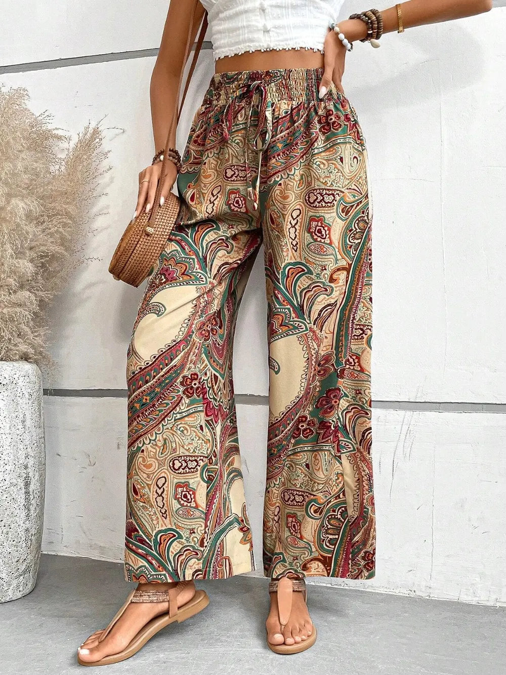 Printed Wide Leg Pants - E-Esther Clothing Store
