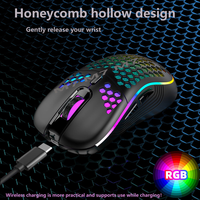 2.4G Wireless Cave Mouse Lightweight Gaming Mouse with Luminous 7 Color Breathing Light Computer Accessories - E-Esther Clothing Store