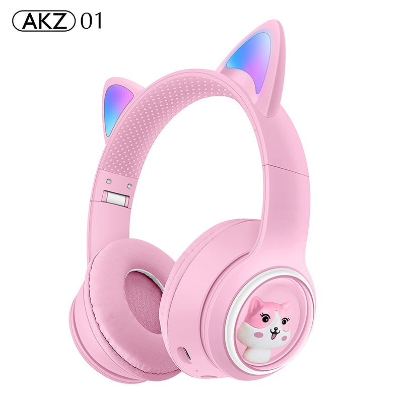 AKZ-01 Children's Cartoon Luminous Cute Pet Bluetooth Earphones Stereo Head mounted Bluetooth Earphones - E-Esther Clothing Store