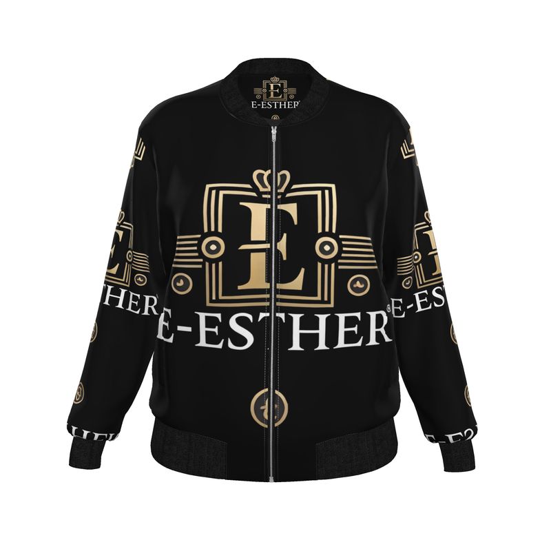 Ladies Black Bomber Jacket - E-Esther Clothing Store