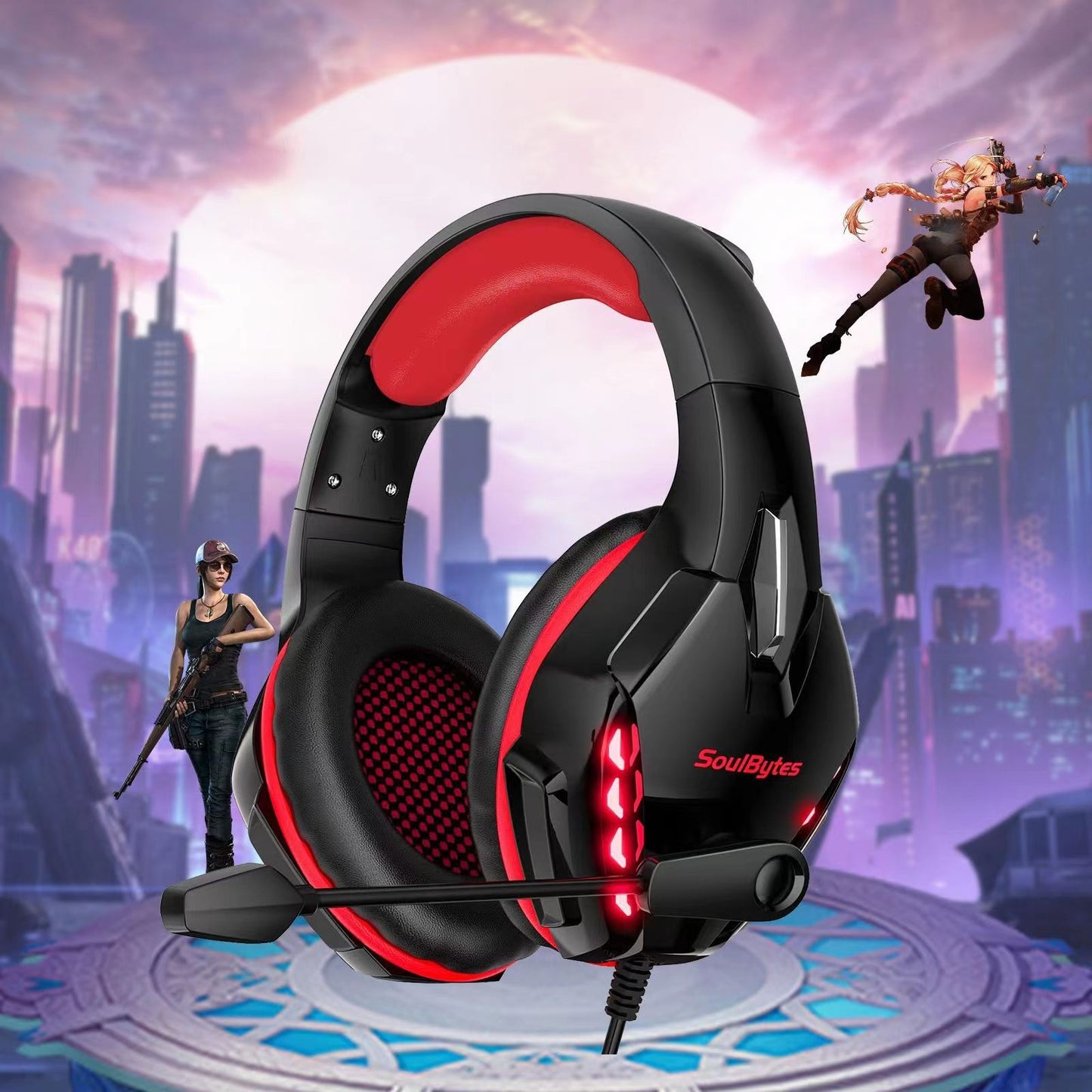 S11 Head mounted Gaming Chicken Earphones Wired Control Esports Earphones Luminous Computer Earphones - E-Esther Clothing Store