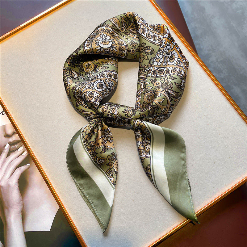 Retro printed scarves cashew nuts versatile temperament scarves women's small square scarves decorative scarves - E-Esther Clothing Store