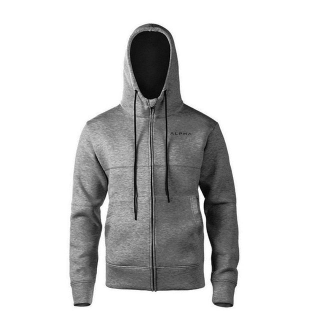 Mens Hoodies Fashion Alpha Brand Hoody Cotton Long Sleeves SweatShirt Zipper Cardigan Style Hoody Male Casual Sweatshirt - E-Esther Clothing Store