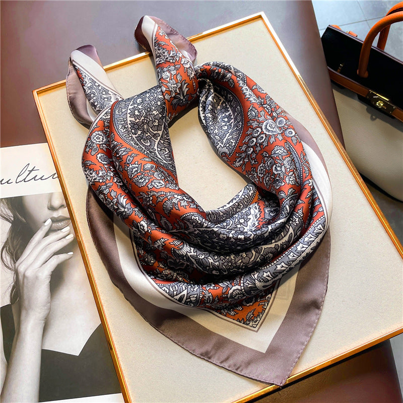 Retro printed scarves cashew nuts versatile temperament scarves women's small square scarves decorative scarves - E-Esther Clothing Store
