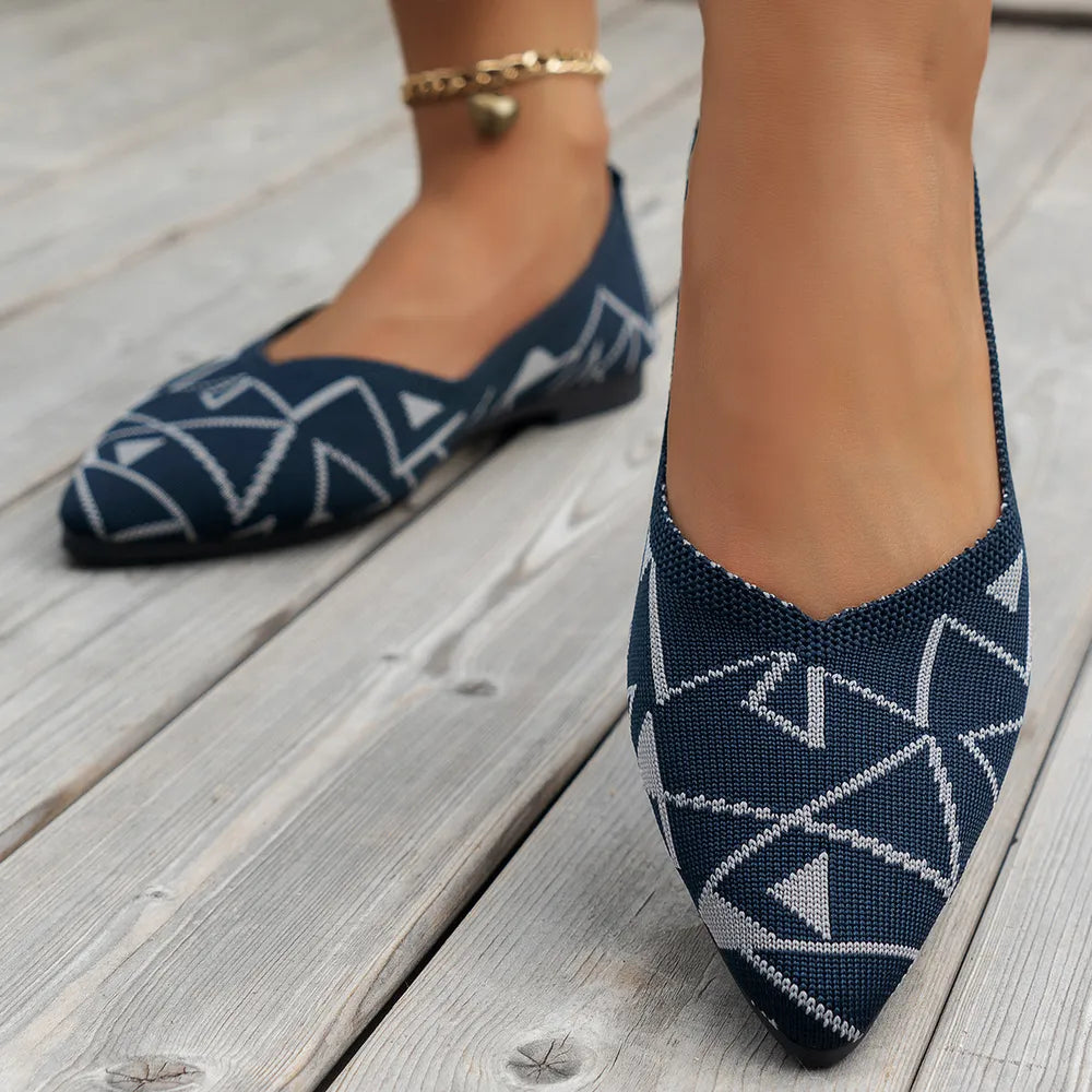 Point Toe Mesh Flat Slip-Ons - E-Esther Clothing Store