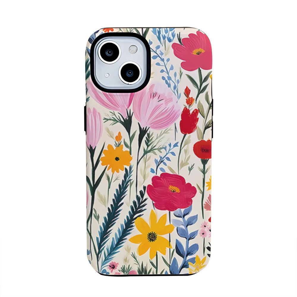 Small Fresh Women's Flower Phone Case 15pm Film Case 14pro Women's Apple 13 Protective Cover 16pro Simple - E-Esther Clothing Store