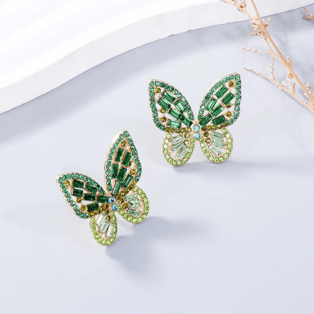 Alloy Inlaid Rhinestone Butterfly Earrings - E-Esther Clothing Store