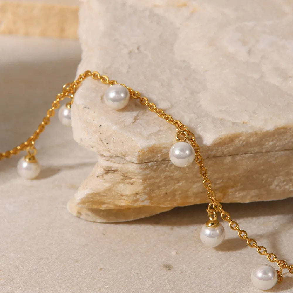 Pearl 18K Gold-Plated Charm Anklet - E-Esther Clothing Store