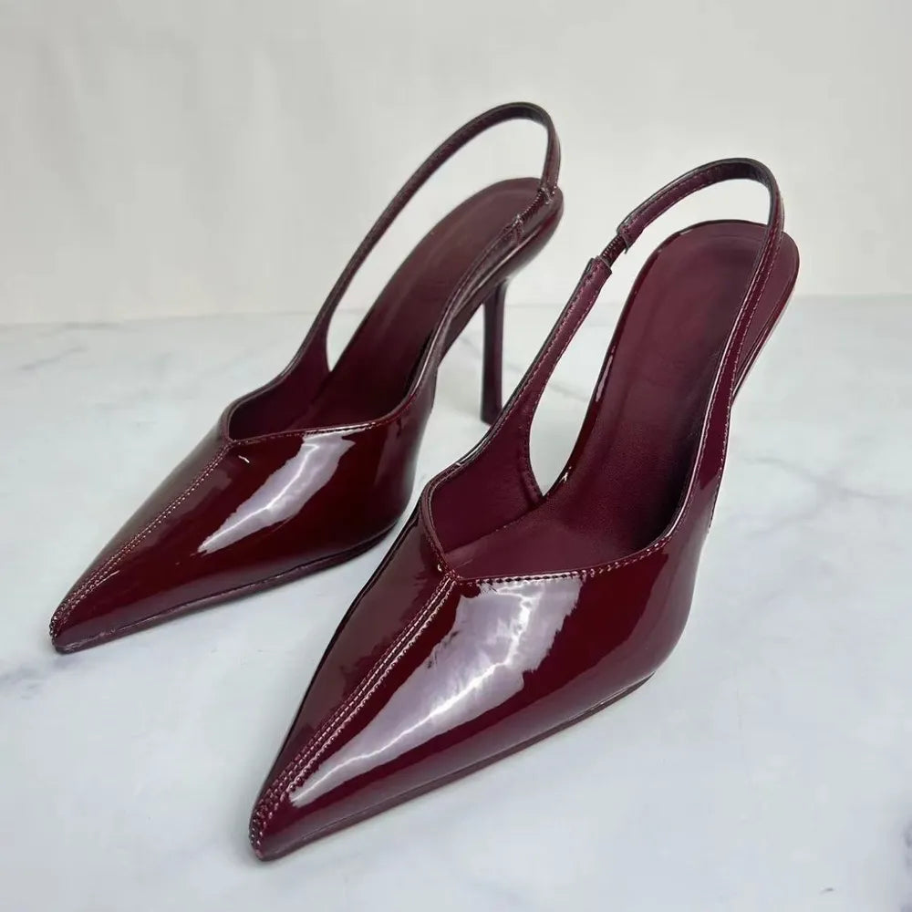 Slingback Point Toe Stiletto Pumps - E-Esther Clothing Store