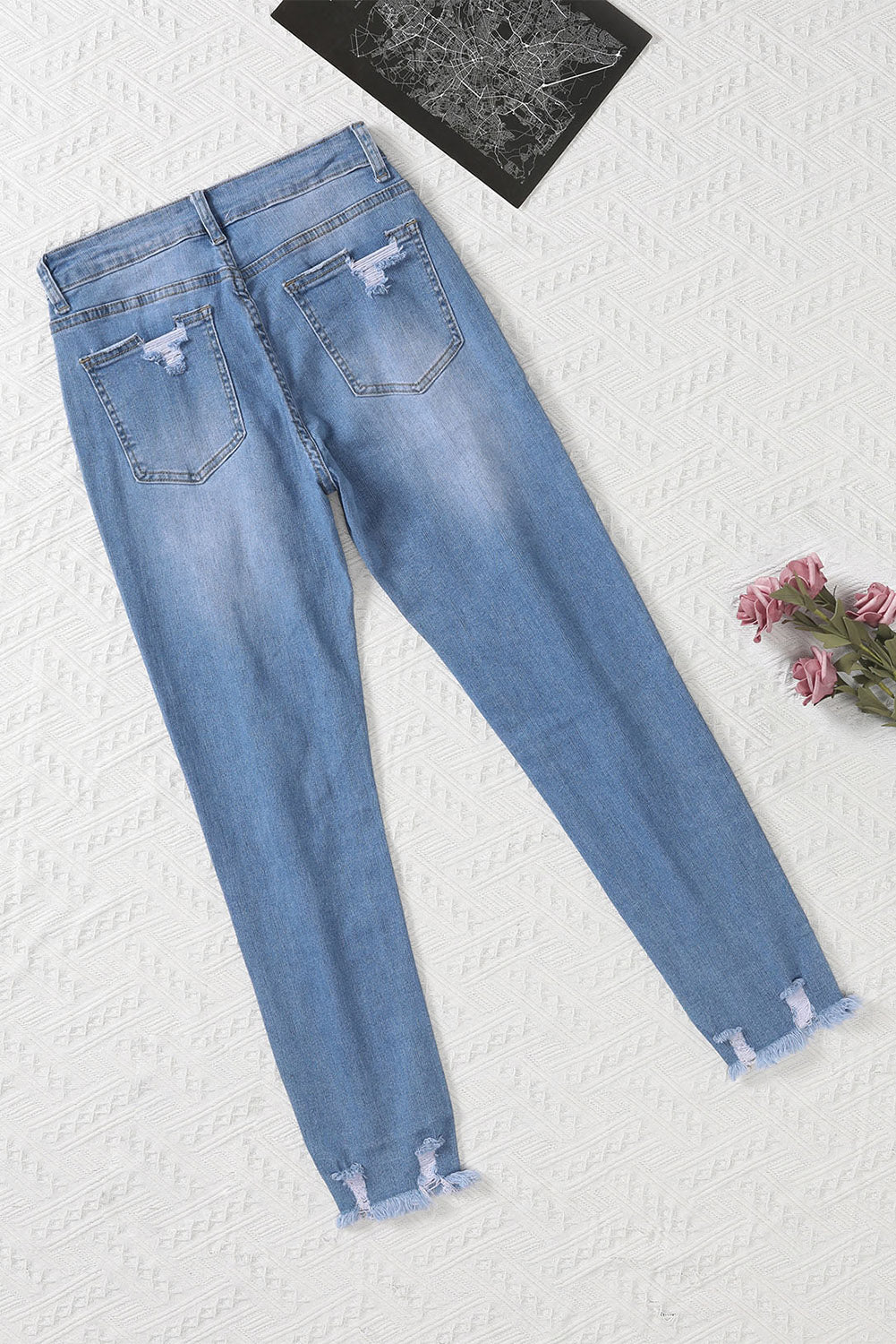 Black Distressed Boyfriend Denim Pants - E-Esther Clothing Store