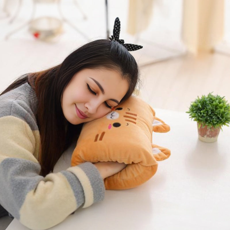 Animated nap pillow, warm hand cover, cylindrical cushion, creative hand warmer, girls' plush toy - E-Esther Clothing Store