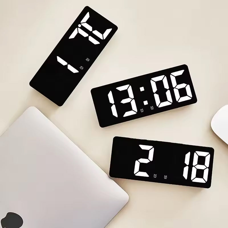 Multifunctional LED Digital Clock: Features number display, color nightlight, temp, calendar, alarm. Large size, backlit, great - E-Esther Clothing Store