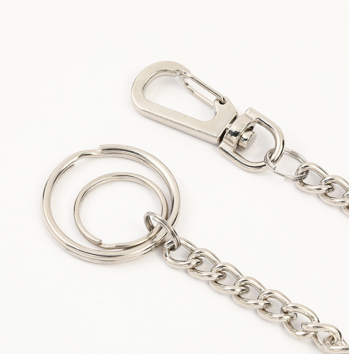 37cm Long Wallet Belt Chain Rock Punk Metal Key chain Gold Silver Keyring Mens HipHop Jewelry - E-Esther Clothing Store