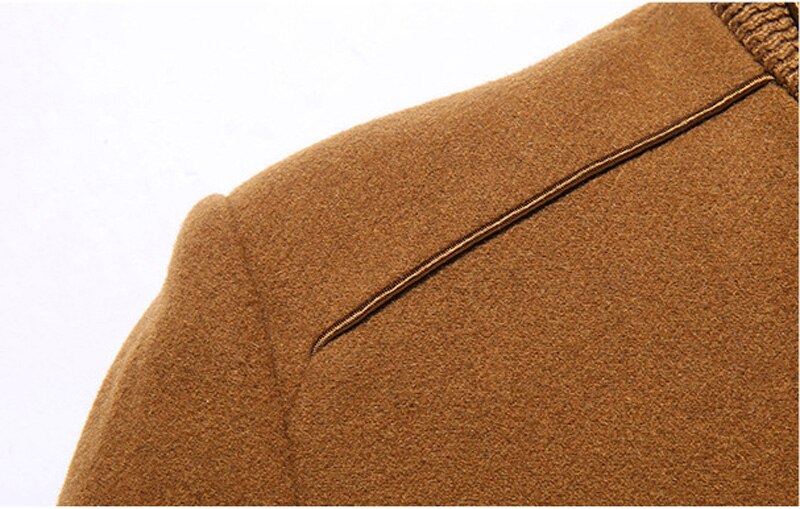 Thicker Mens Trench Coats Winter Long Wool Trench Coat Men Slim Fit Casual Jackets Peacoat Double Collar Woolen Overcoat - E-Esther Clothing Store