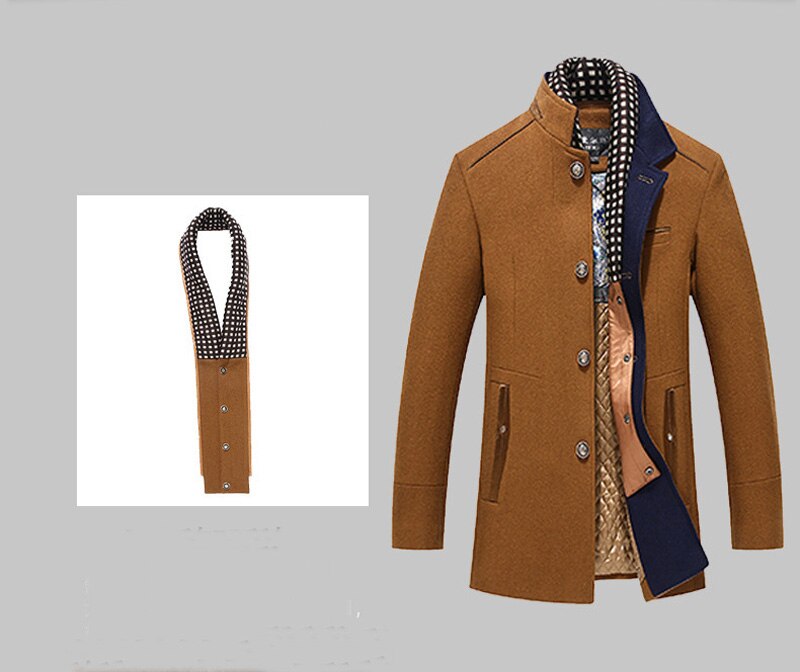 Thicker Mens Trench Coats Winter Long Wool Trench Coat Men Slim Fit Casual Jackets Peacoat Double Collar Woolen Overcoat - E-Esther Clothing Store