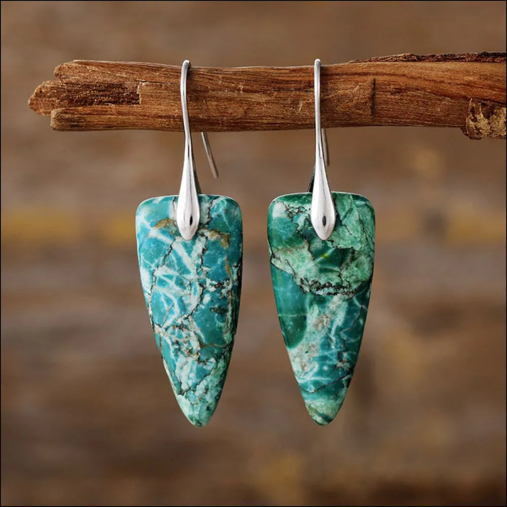Natural Stone Geometric Shape Earrings - E-Esther Clothing Store