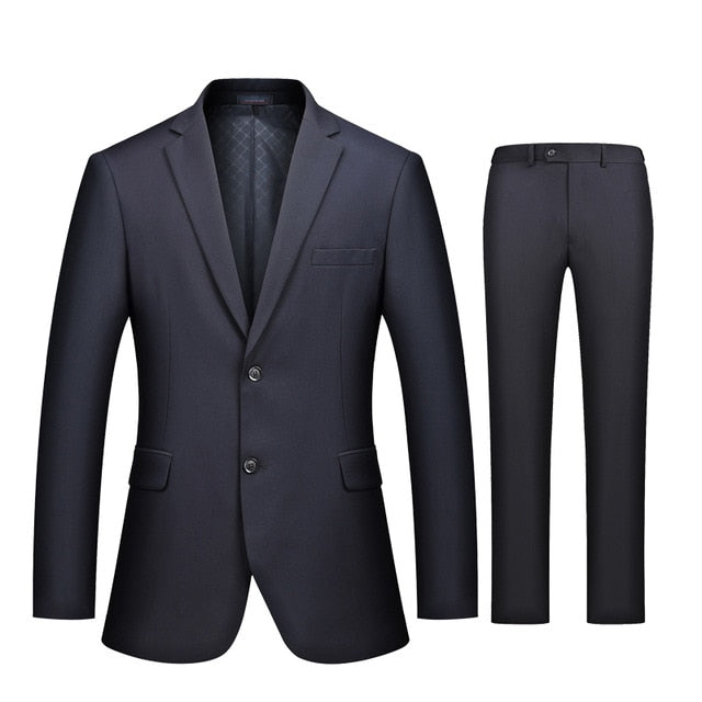 Business Casual Luxury Suit Men Slim Fit Suits with Pants 2 Piece Wedding Blazer Mens Formal Party Jacket - E-Esther Clothing Store