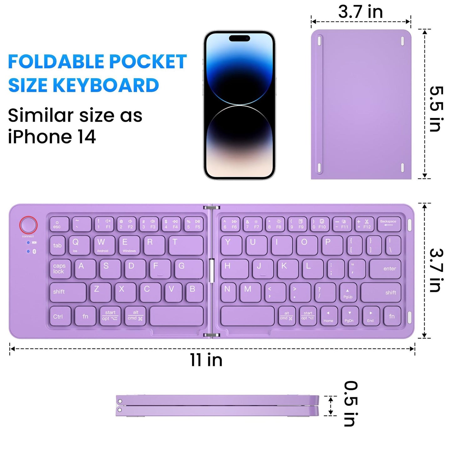 Ultra slim folding portable charging dual-mode Bluetooth keyboard with one click connection - E-Esther Clothing Store